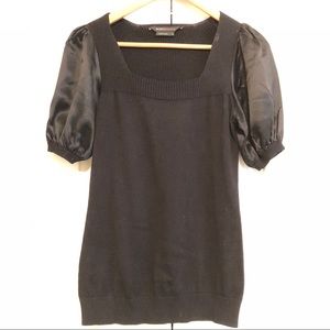 BCBGMAXAZRIA Black Silk Sleeve Sleeve Top